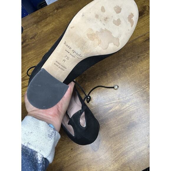 Kate Spade Black Gena Suede Ankle Tie Block Heel Pumps Size 7 1/2 - Picture 3 of 7